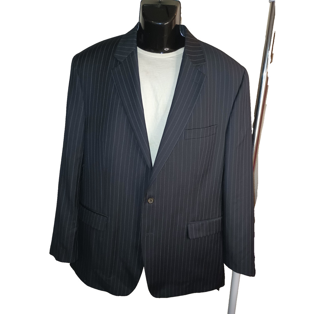 Lauren Ralph Lauren Men’s 46L Blazer - 100% Wool Navy Pinstripe Suit Jacket M003
